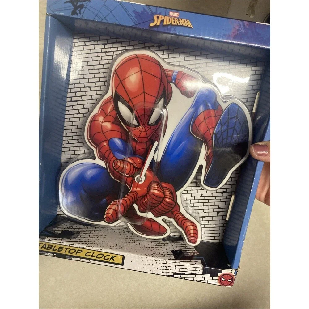 Marvel Spider-Man Tabletop Clock Analog Desk Clock Accutime Battery Power New